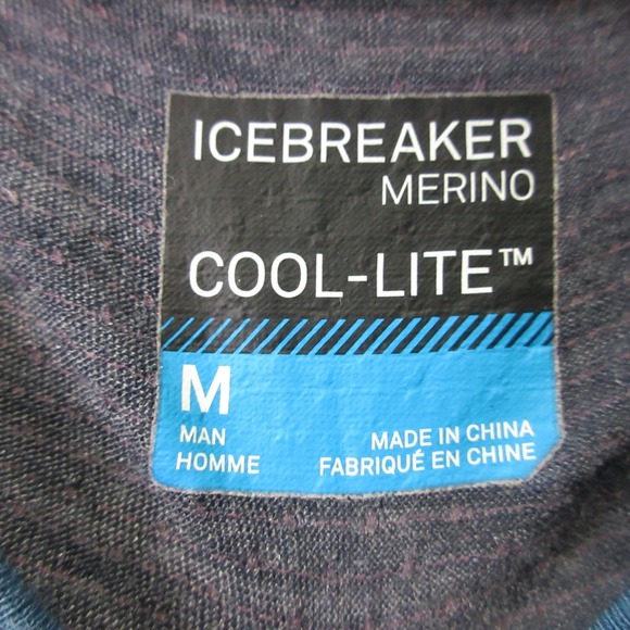 Icebreaker Merino Cool Lite T-Shirt Men M Blue Wool Short Sleeve Base Layer 132 - Picture 3 of 10